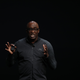 Nike President Trevor Edwards onstage during an Apple launch event on Sept. 7, 2016, in San Francisco